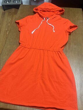 Jason Wu Short Sleeve Hoodie Dress Casual Red With Pockets Women’s